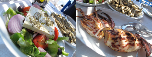 Greek Salad and Grilled Octopus