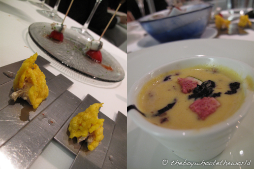 Crispy Rice with Mushroom - Corn figs black pudding