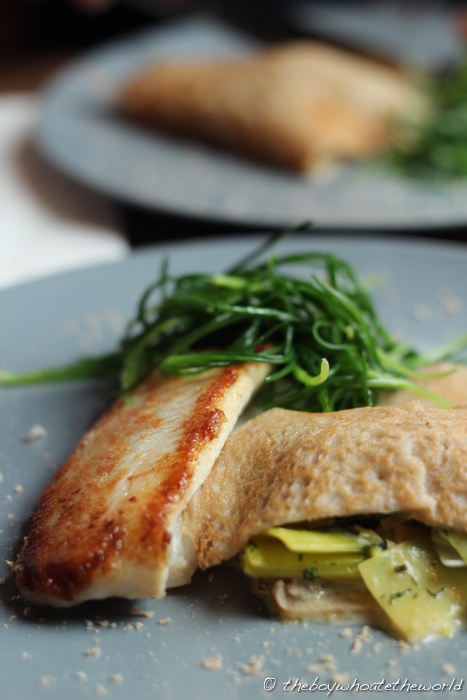 Lemon Sole with Buckwheat crepe Leeks and Monks beard