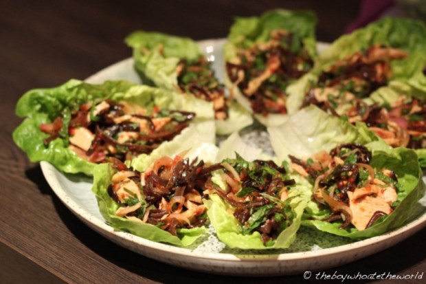 Kerabu Chicken & Woodear lettuce boats