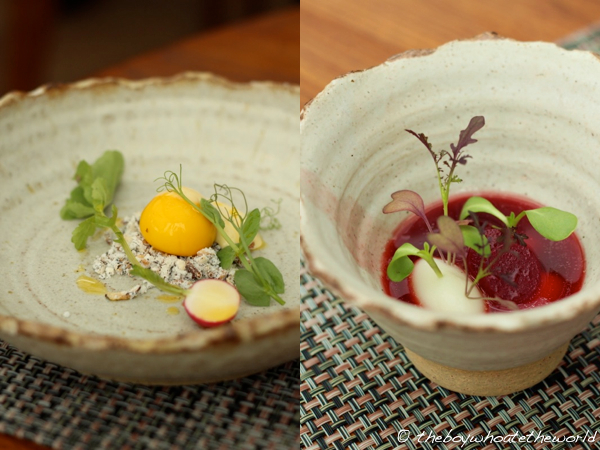 L Enclume - Cod Yolk - Beetroot Broth